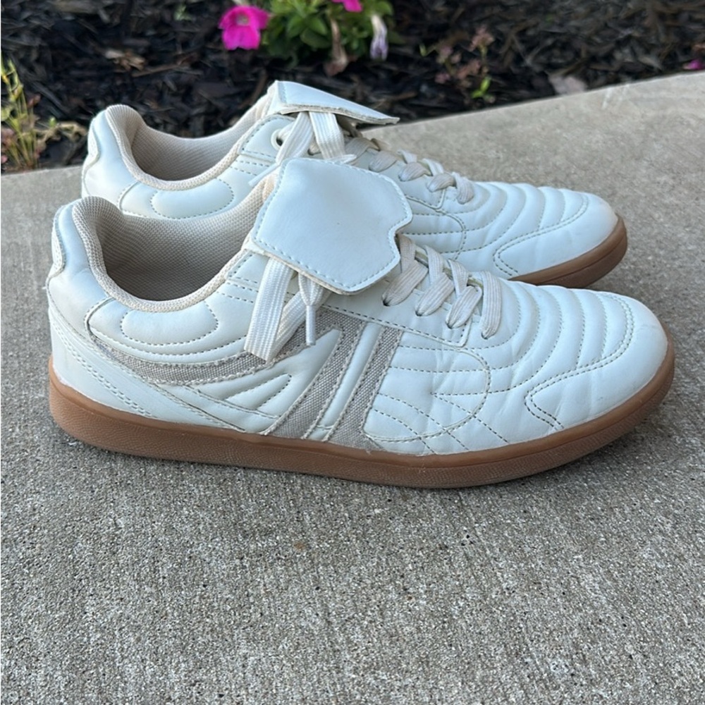 White Sneakers with Tan Soles